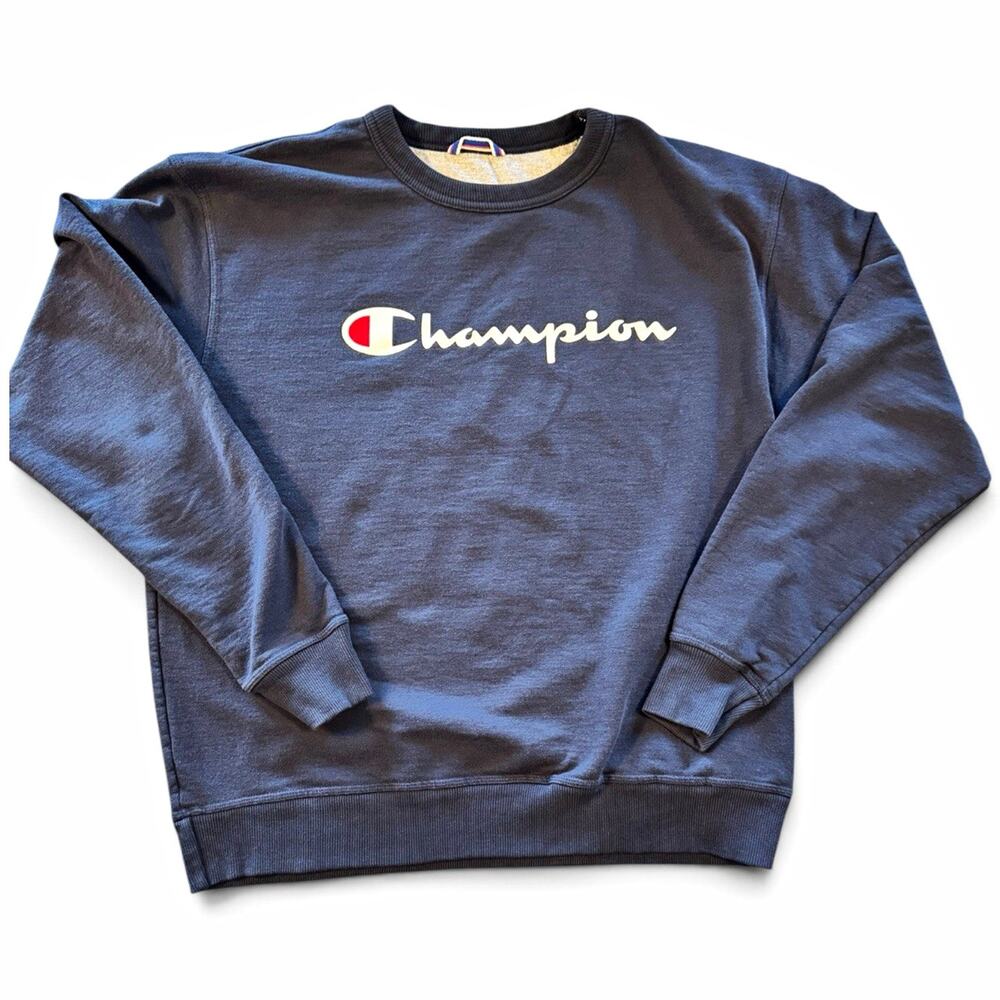 Champion Authentic Athleticwear Men’s Large Navy Blue Logo Crewneck Sweatshirt